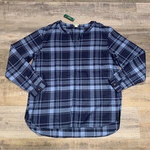 L.L. Bean Blue Plaid Pullover Top Women’s Size Medium